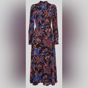 Whistles Black Ruby trailing bloom midi dress size 6